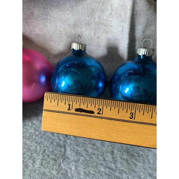 Vintage Shiny Brite Glass Christmas Ornaments Set 11 Teal Pink Red - Picture 8 of 10